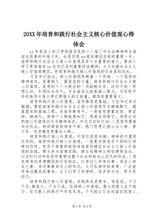 20XX年培育和践行社会主义核心价值观心得体会 (4)