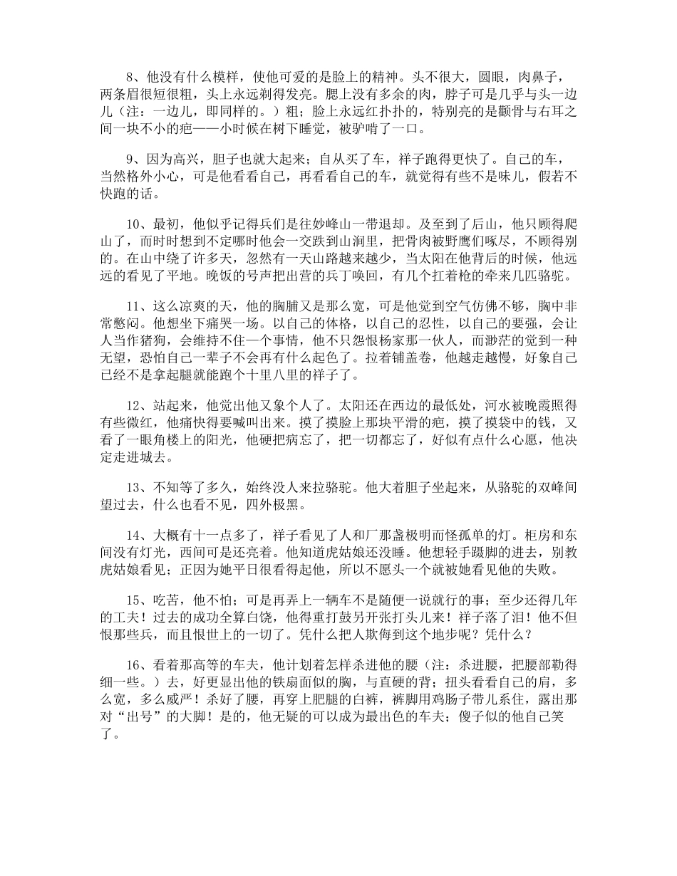 骆驼祥子精彩段落摘抄_第2页