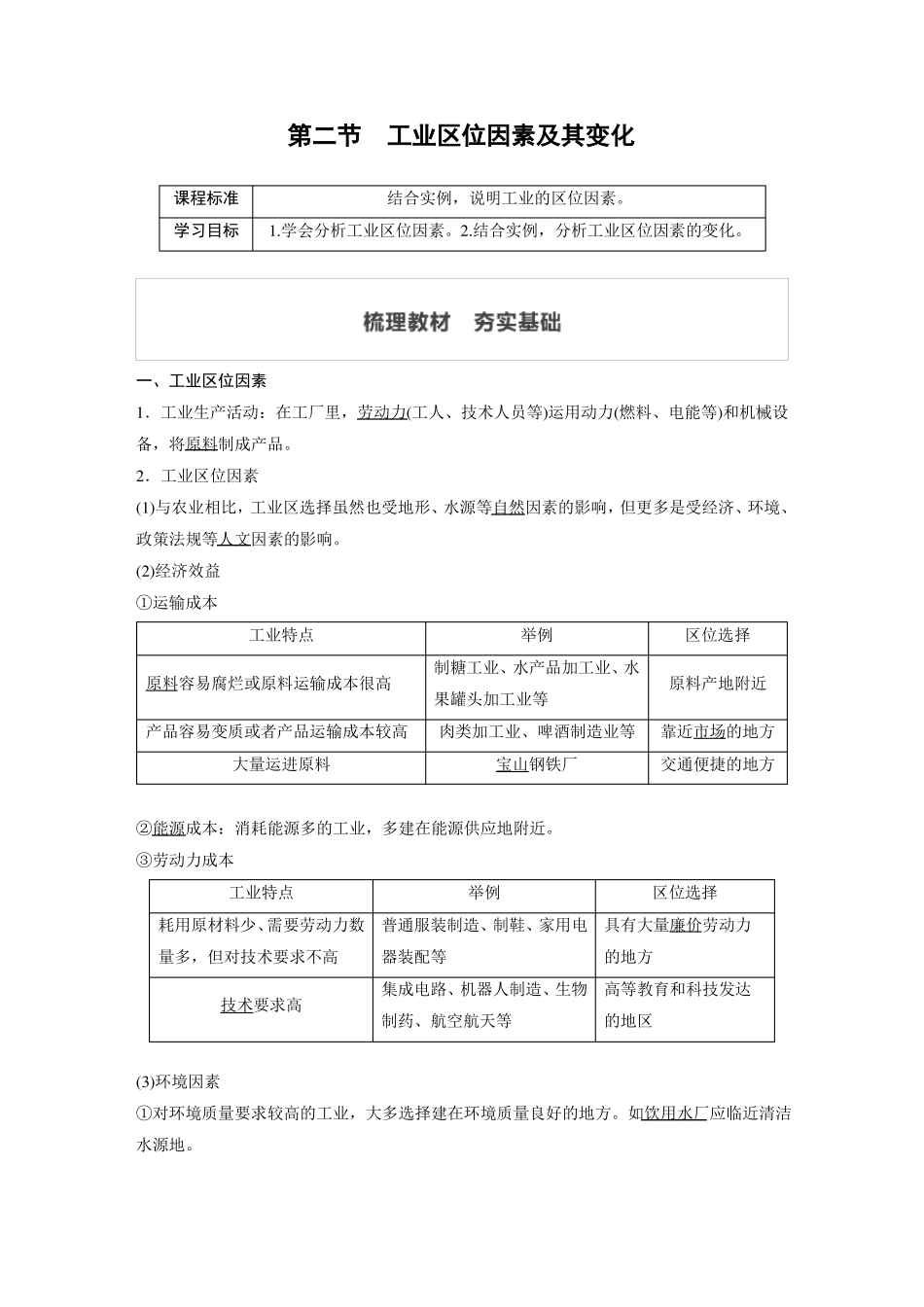 高中地理必修二讲义工业区位因素及其变化_第1页