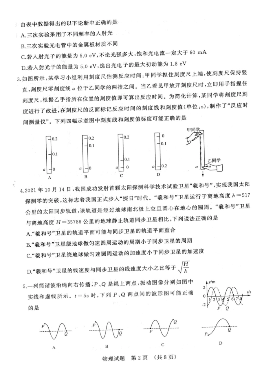 山东济南2022届高三下学期一模物理试卷_第2页