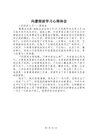 向廖俊波学习心得体会