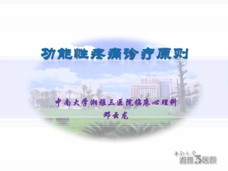 功能性疼痛诊疗原则(邓云龙)