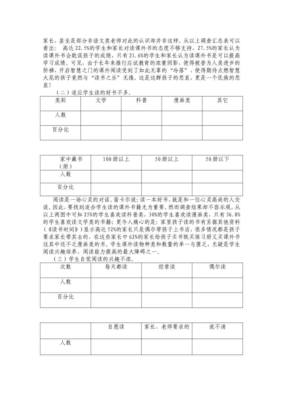 关于小学生课外阅读现状的调查报告_第2页