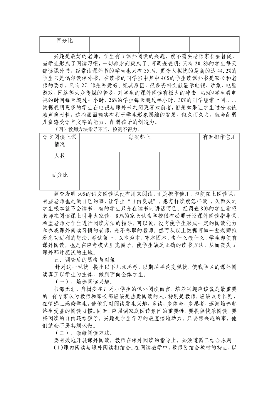 关于小学生课外阅读现状的调查报告_第3页