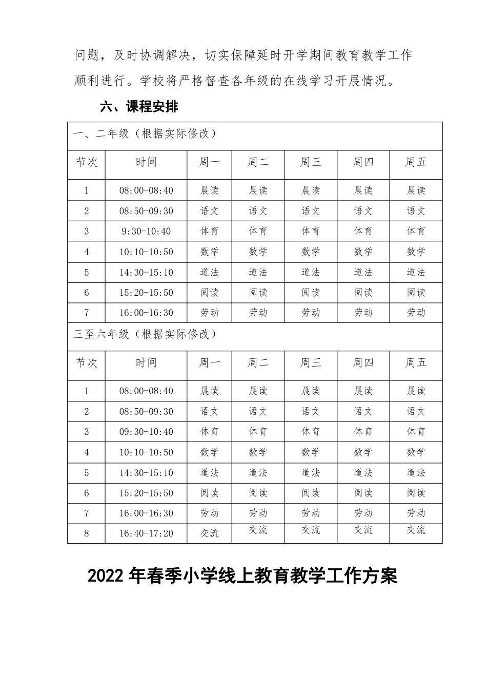 2022小学疫情防控期间线上教育教学工作实施方案详细版_第3页