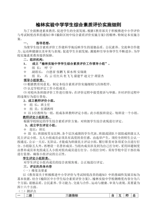 学生综合素质评价实施细则