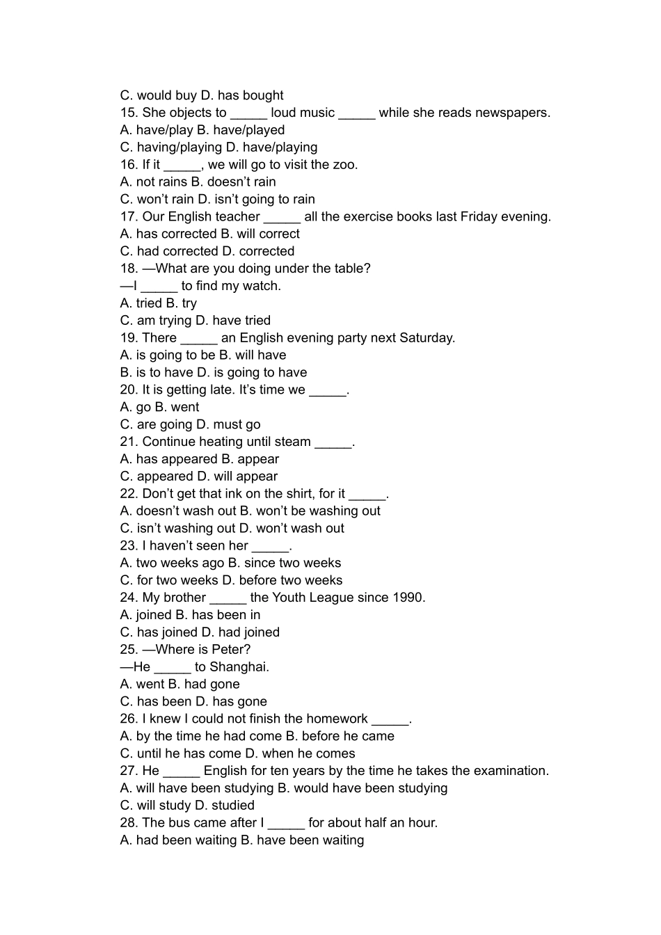 动词时态练习__第2页