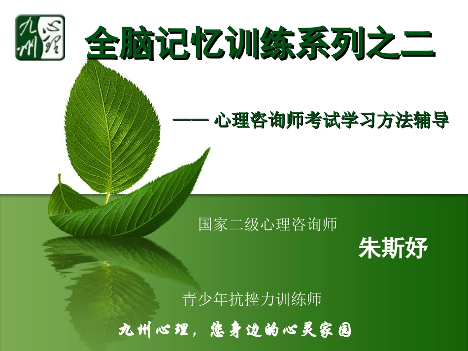 全脑记忆训练系列之二(2013全新版)概要_第1页