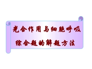 光合作用与细胞呼吸综合题的解题方法