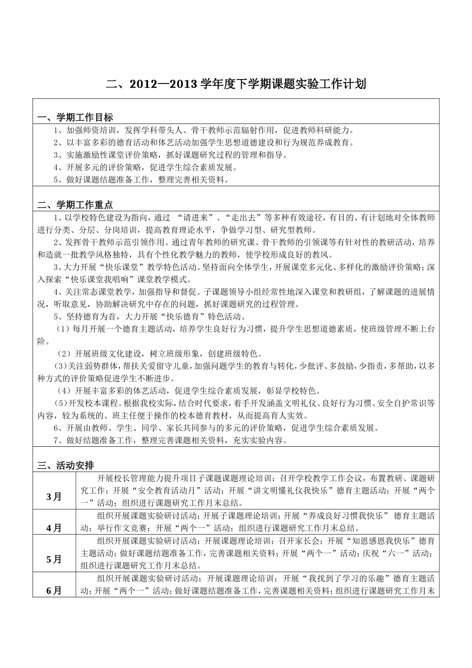 2012—2013学年度下学期课题实验工作计划_第1页