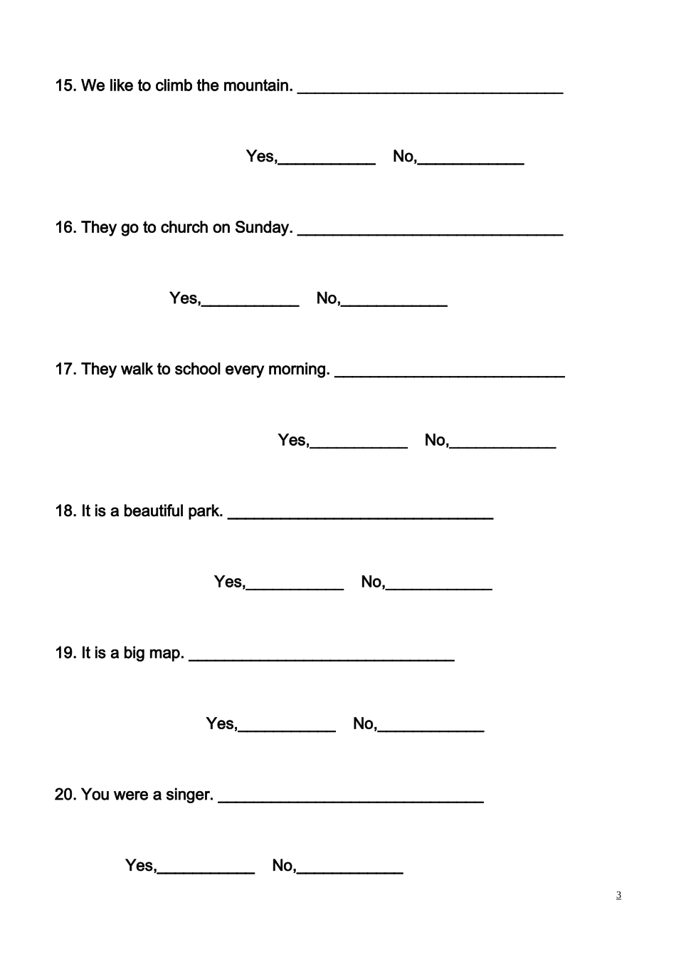 小学英语一般疑问句练习题_第3页