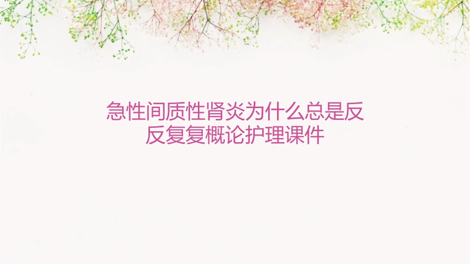 急性间质性肾炎为什么总是反反复复概论护理课件_第1页