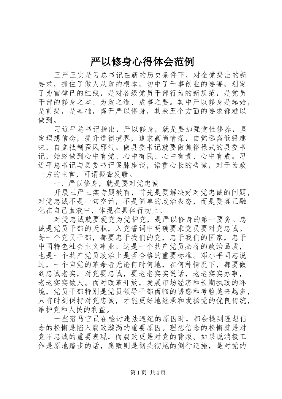 严以修身心得体会范例_第1页