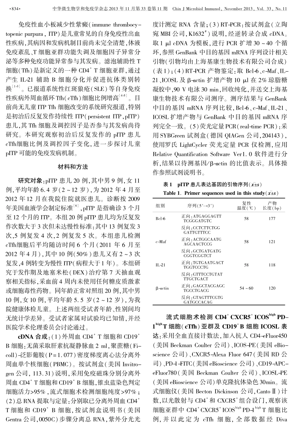 儿童持续性免疫性血小板减少性紫癜患儿滤泡辅助性T细胞改变初探_第2页