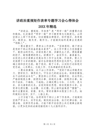 讲政治重规矩作表率专题学习会心得体会20XX年精选 (3)