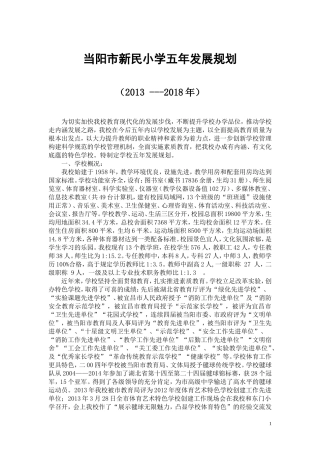 当阳市新民小学五年发展规划（修订稿）
