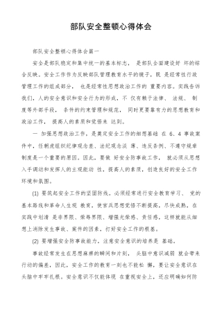 部队安全整顿心得体会