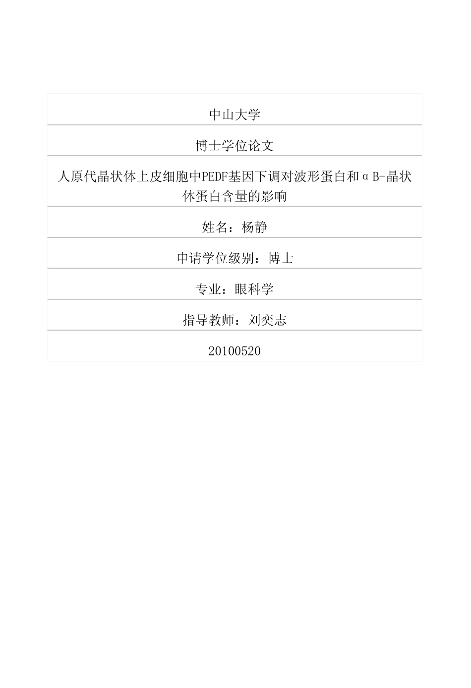 人原代晶状体上皮细胞中PEDF基因下调对波形蛋白和αB晶状体蛋白含量的影响_第1页