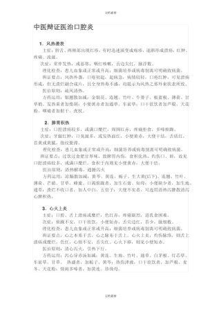 中医辩证治疗口腔炎