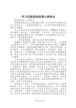 学习民族团结政策心得体会
