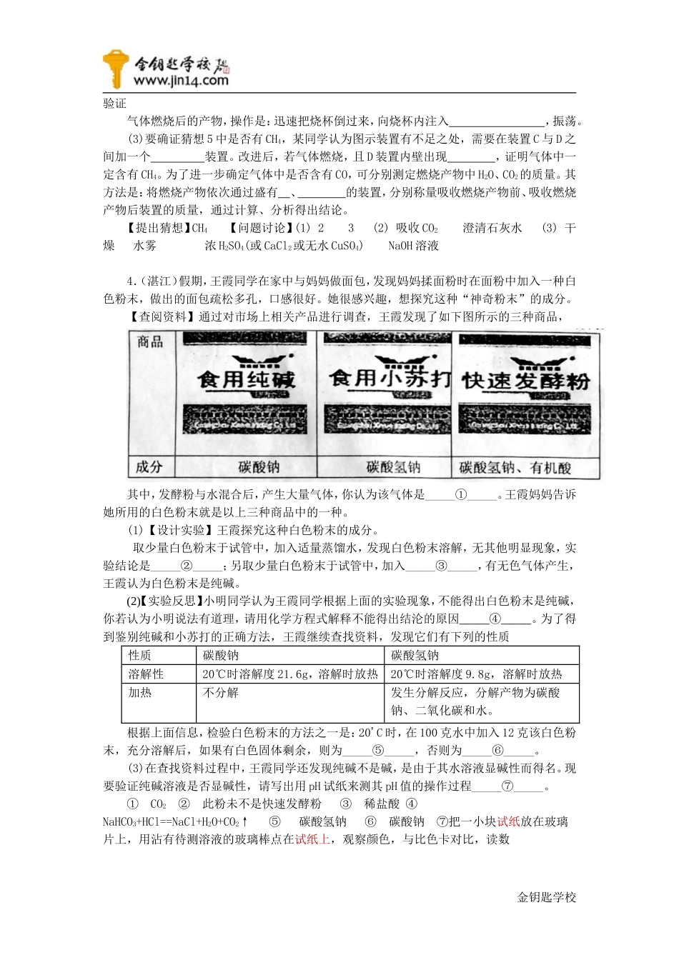 中考化学实验与探究题100 例_第3页