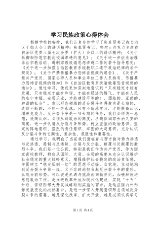 学习民族政策心得体会