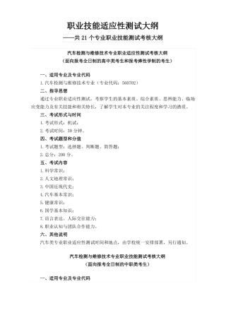 职业技能适应性测试大纲