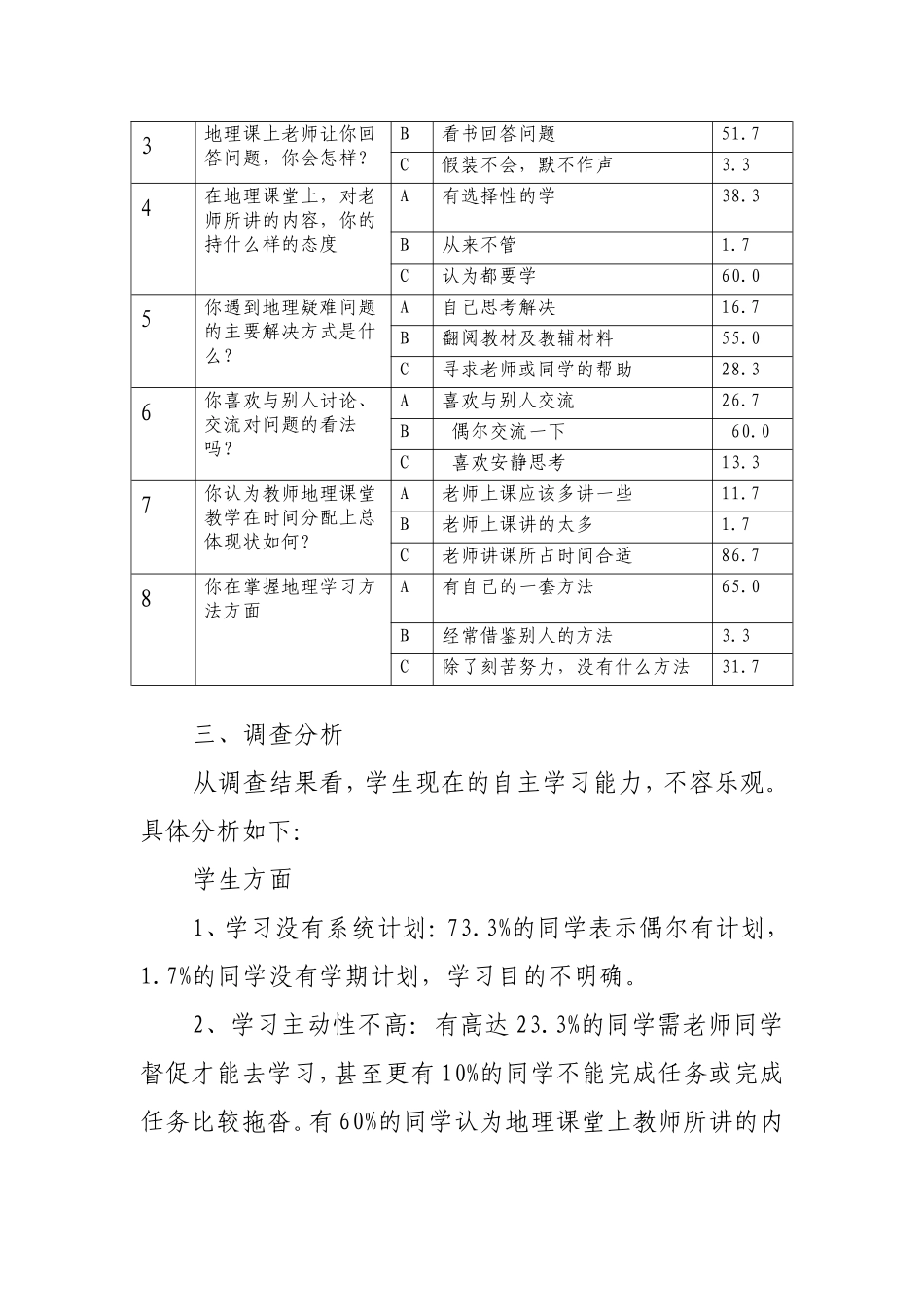 我校初中地理自主学习现状问卷调查分析_第2页