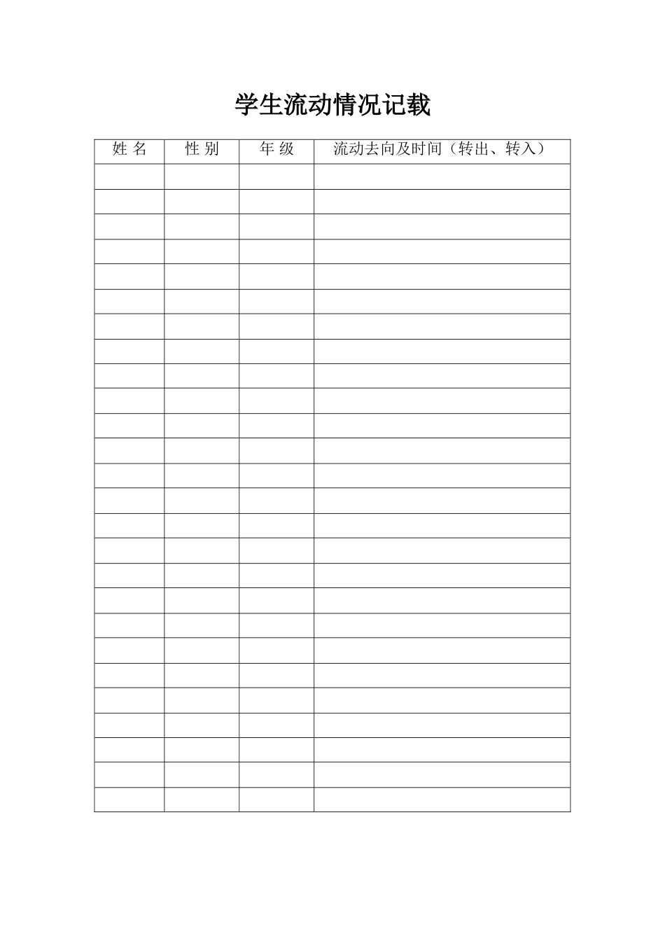 学生流动情况记载_第1页