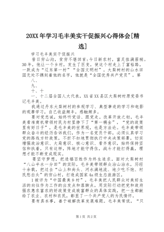 20XX年学习毛丰美实干促振兴心得体会[精选] (2)