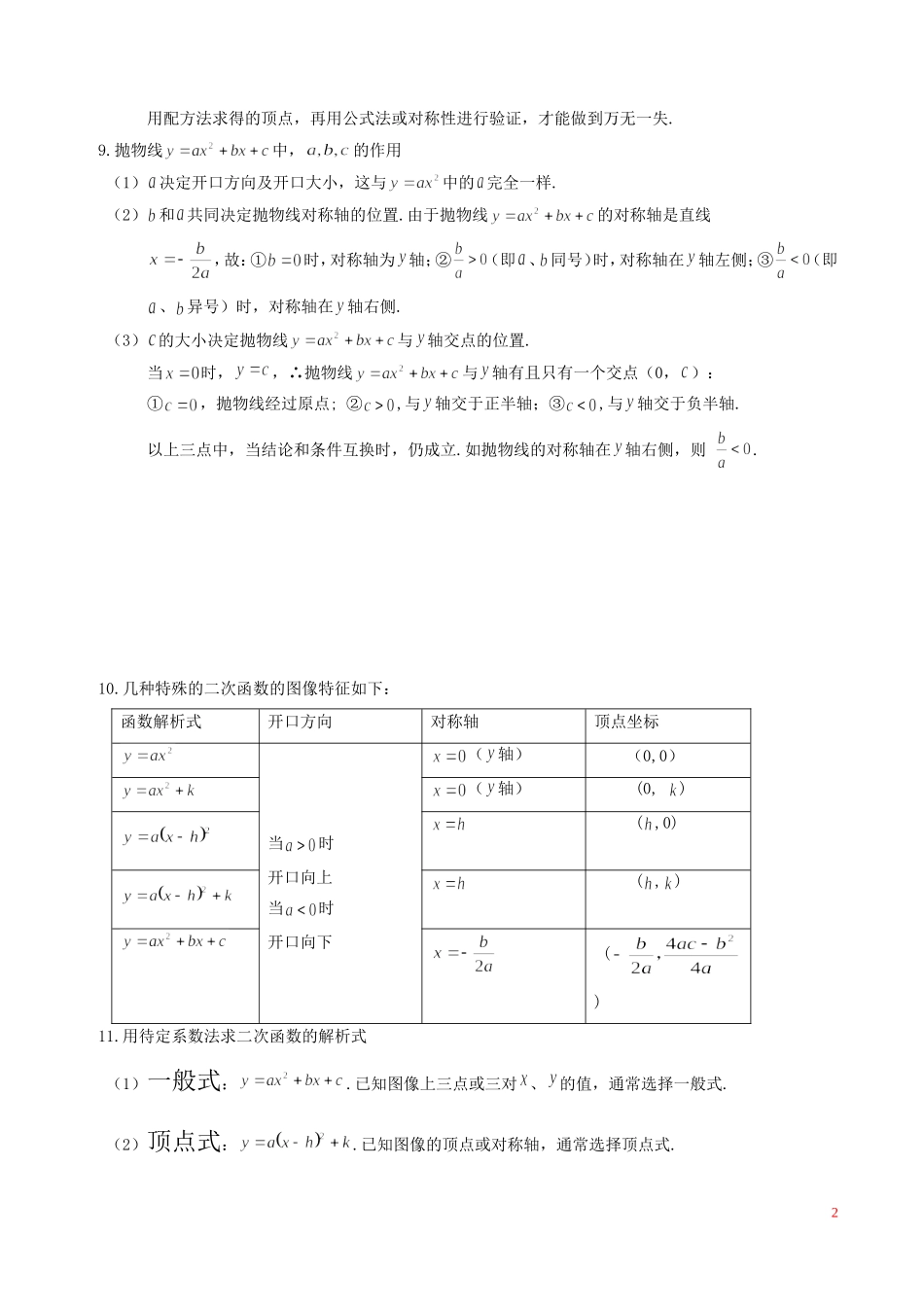 初中数学二次函数知识点汇总[1]_第2页