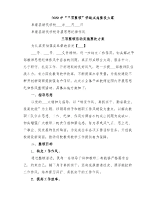 2022年三项整顿活动实施整改方案