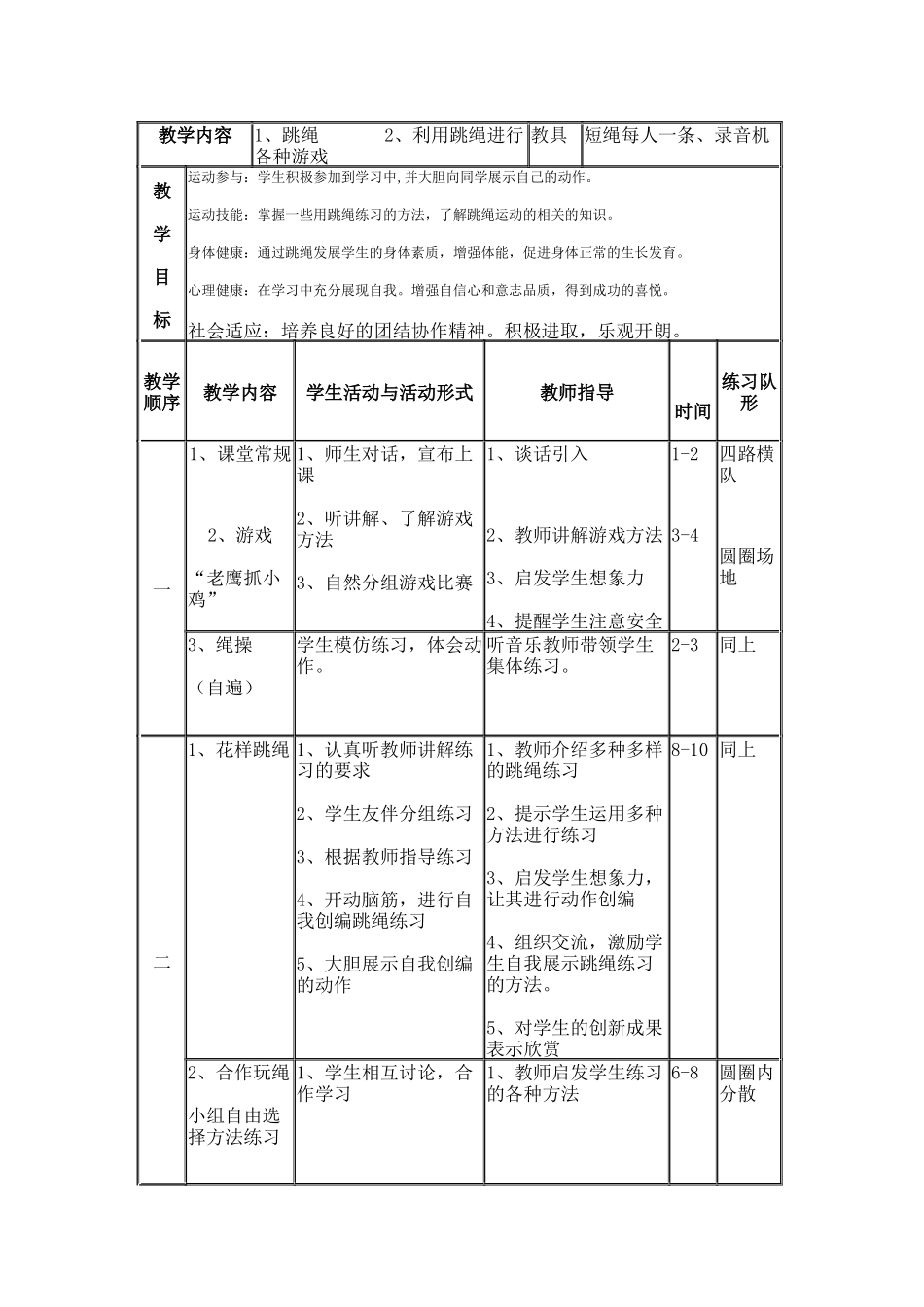 利用跳绳进行各种游戏_第1页