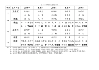班级学生值日表
