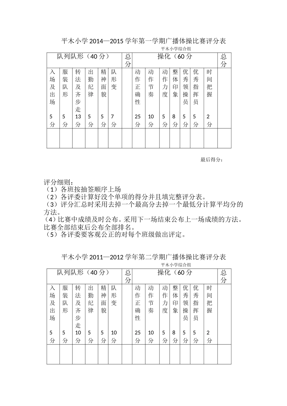 体操比赛评分表_第1页