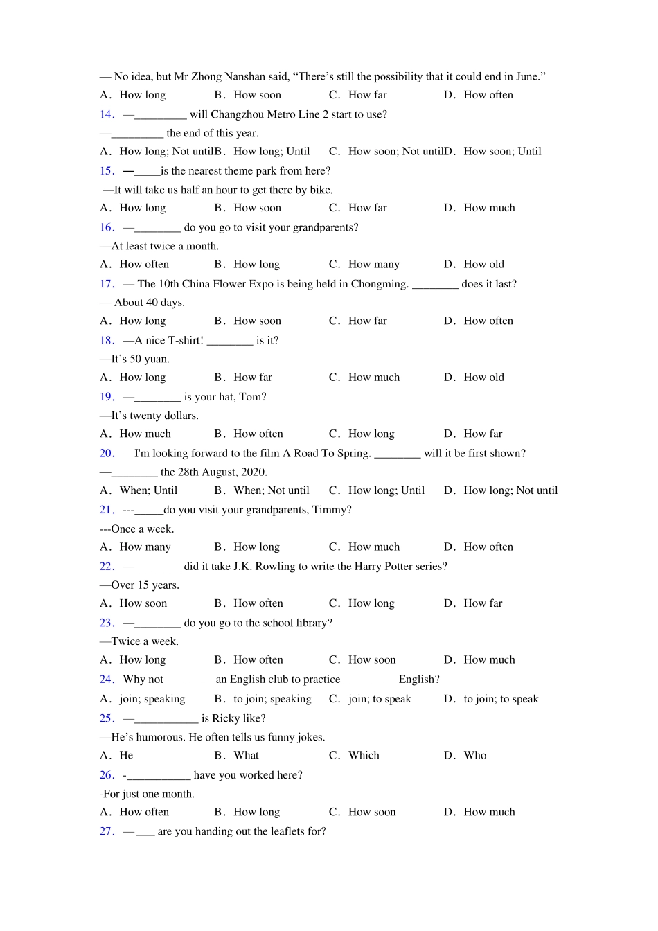 小升初初中英语特殊疑问词完整归纳_第2页