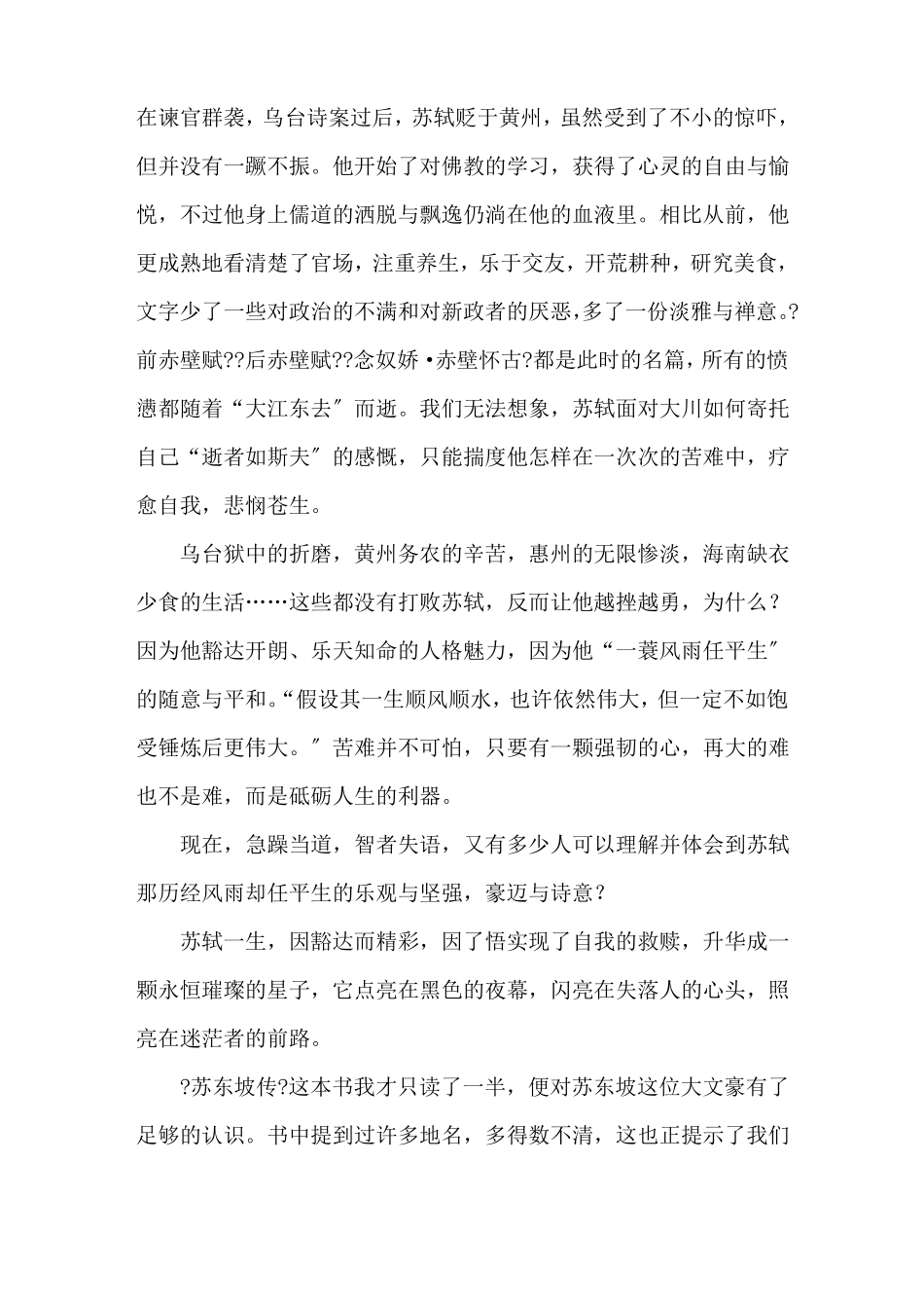 苏东坡传读后感精选10篇精选_第2页