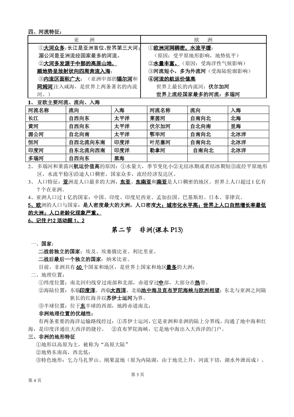 湘教版七年级地理下册复习提纲_第2页