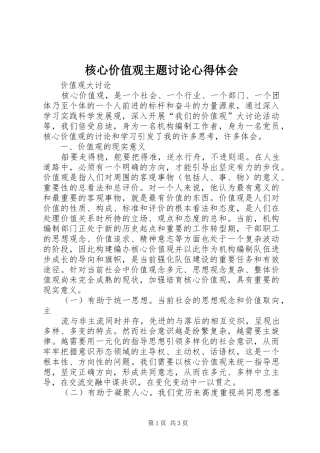 核心价值观主题讨论心得体会