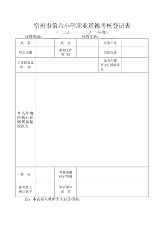宿州市第六小学职业道德考核登记1