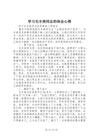 学习毛丰美同志的体会心得_2