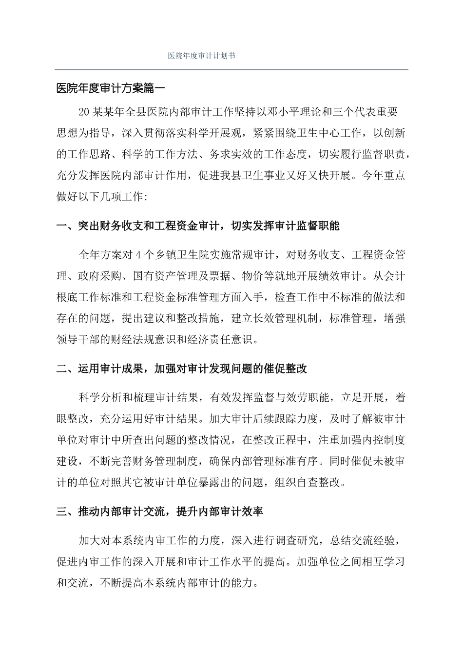 医院年审计计划书_第1页