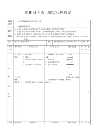 原地双手头上掷实心球教案