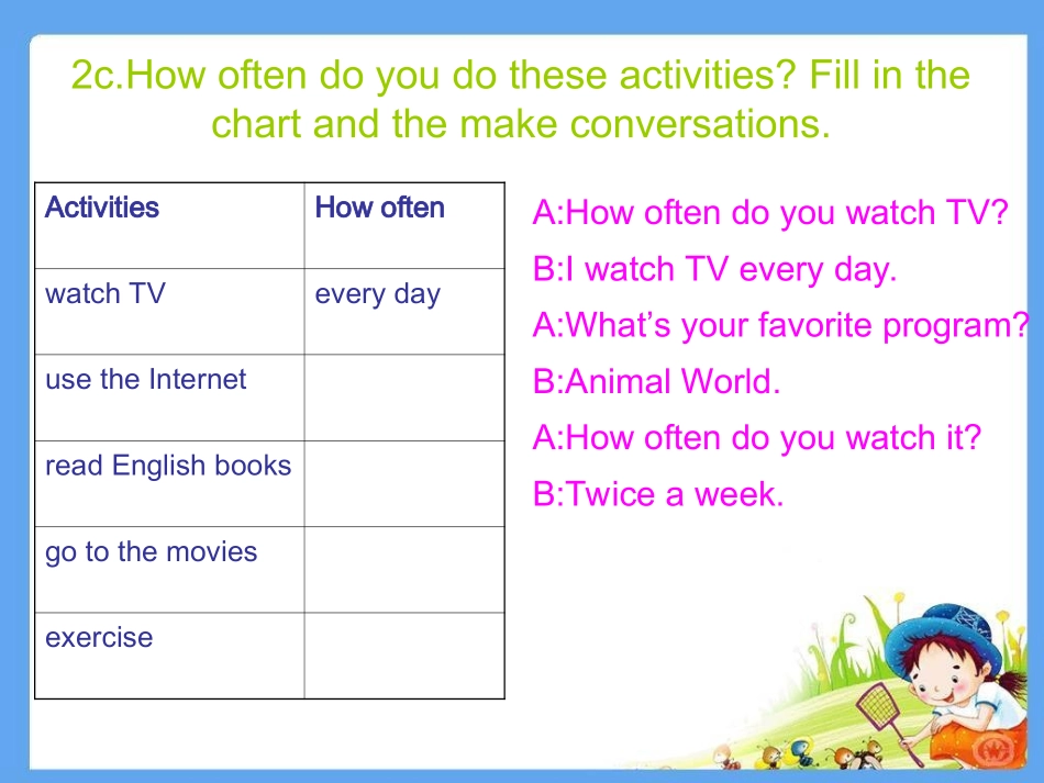2013英语八年级上unit2_How_often_do_you_exercise单元课件_第3页
