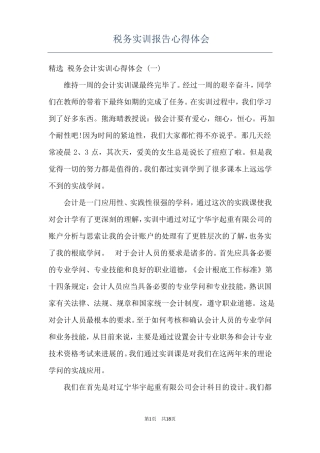 税务实训报告心得体会