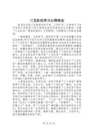 三支队伍学习心得体会