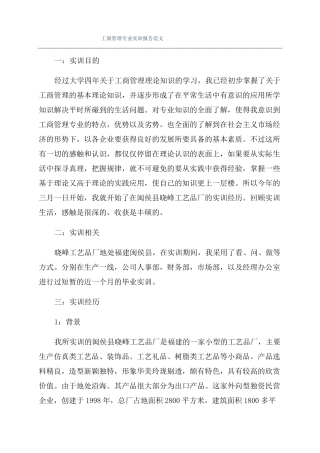 工商管理专业实训报告范文