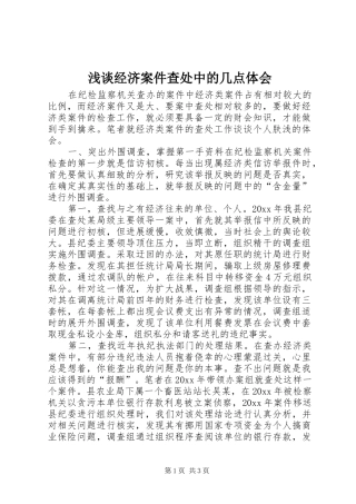 浅谈经济案件查处中的几点体会