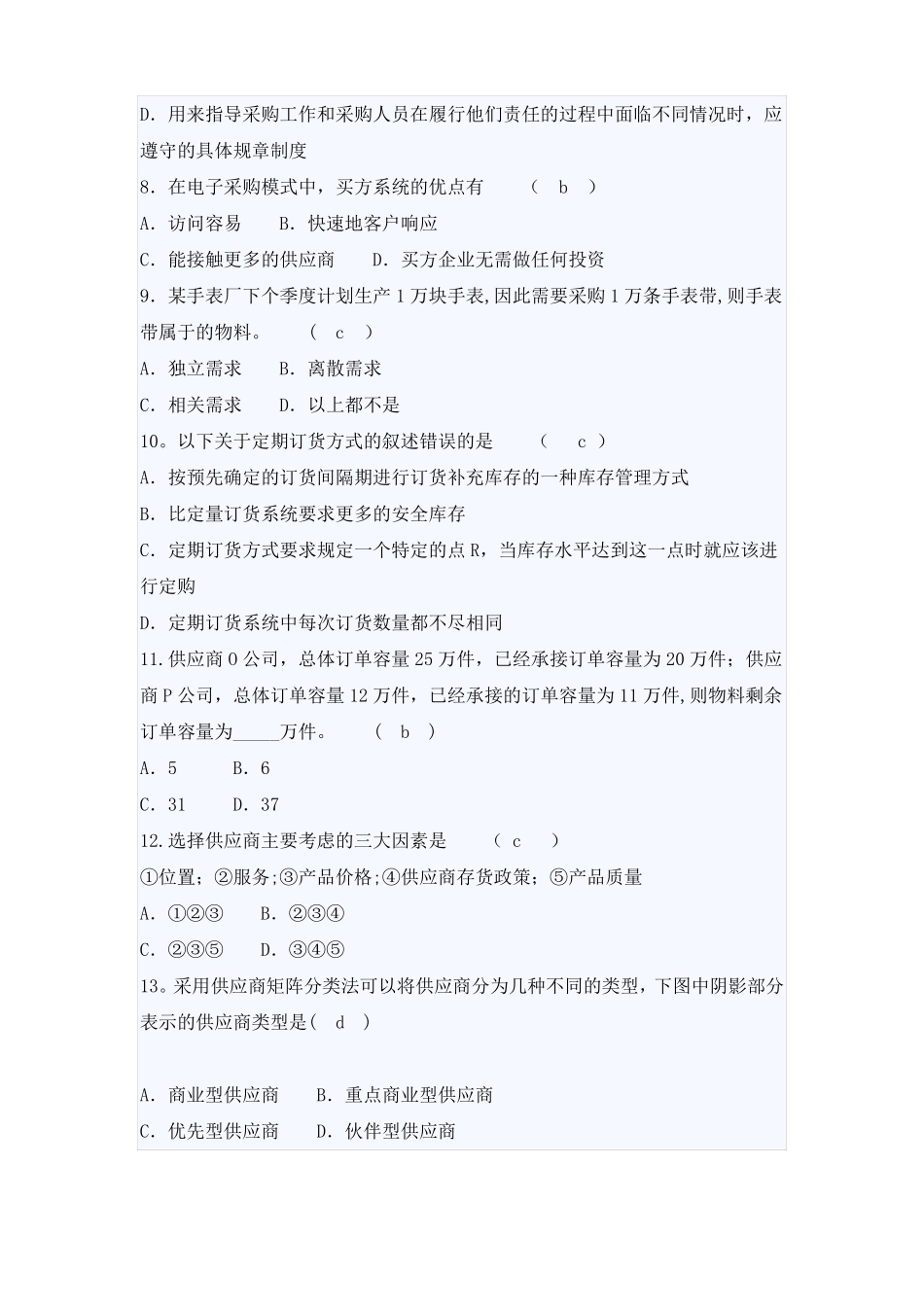 采购与供应管理试题库1_第2页