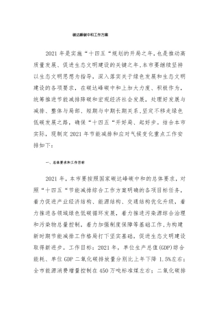 碳达峰碳中和工作方案